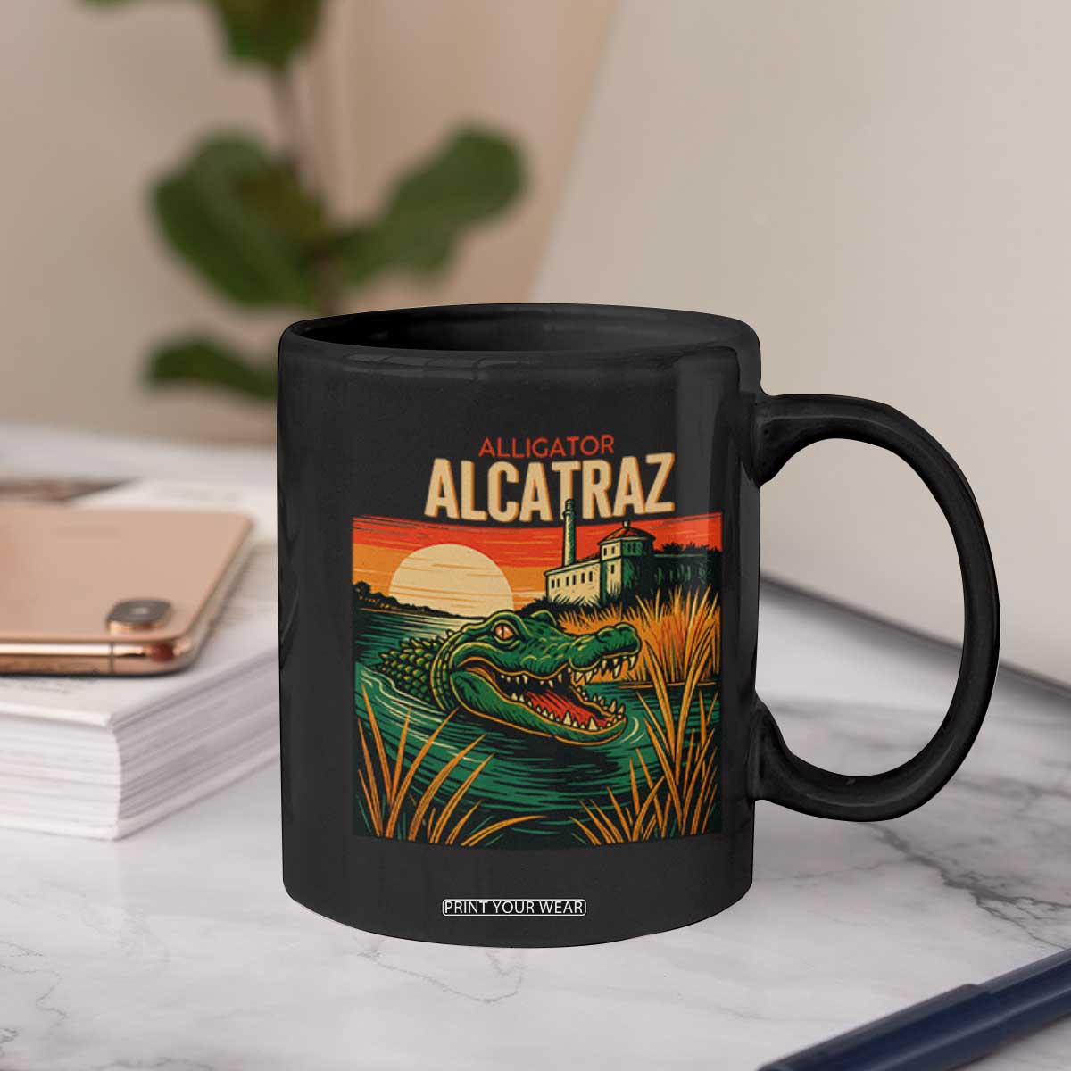 Alligator Alcatraz Coffee Mug Retro Florida Swamp Political Prison TS02 Print Your Wear