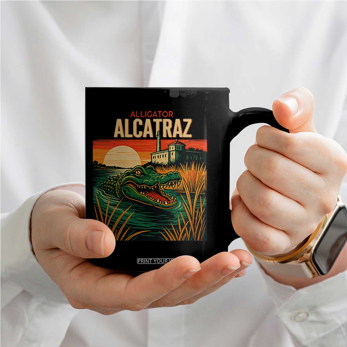 Alligator Alcatraz Coffee Mug Retro Florida Swamp Political Prison TS02 Print Your Wear
