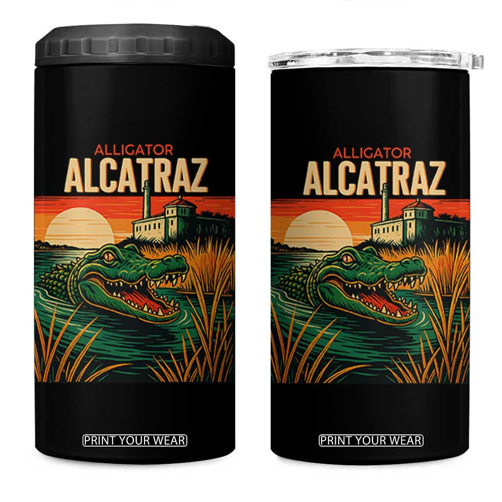 Alligator Alcatraz 4 in 1 Can Cooler Tumbler Retro Florida Swamp Political Prison TS02 One Size: 16 oz Black Print Your Wear
