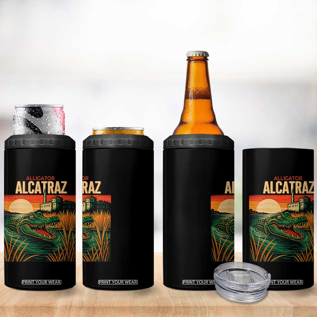Alligator Alcatraz 4 in 1 Can Cooler Tumbler Retro Florida Swamp Political Prison TS02 Print Your Wear