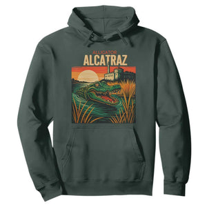 Alligator Alcatraz Hoodie Retro Florida Swamp Political Prison TS02 Dark Forest Green Print Your Wear