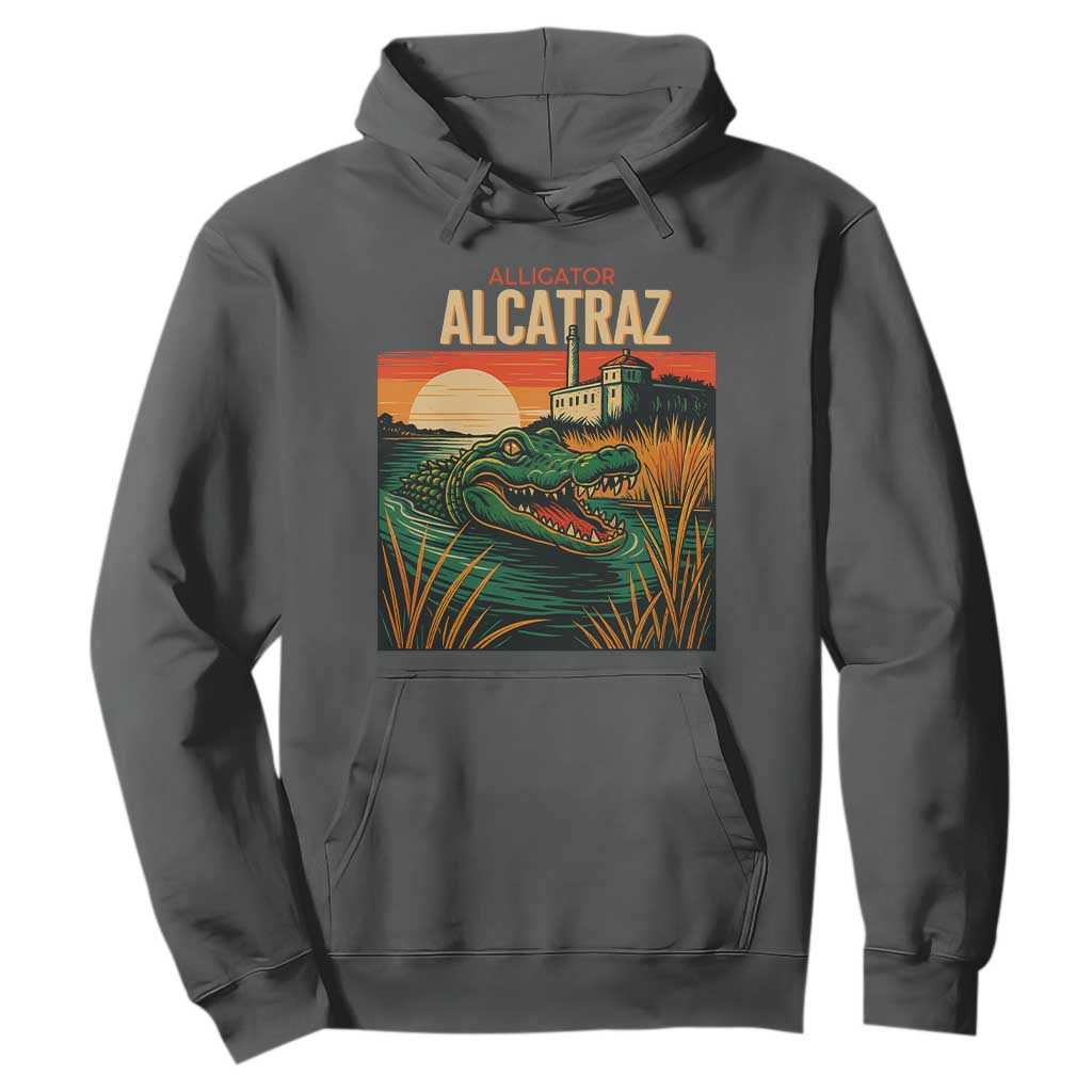 Alligator Alcatraz Hoodie Retro Florida Swamp Political Prison TS02 Dark Heather Print Your Wear