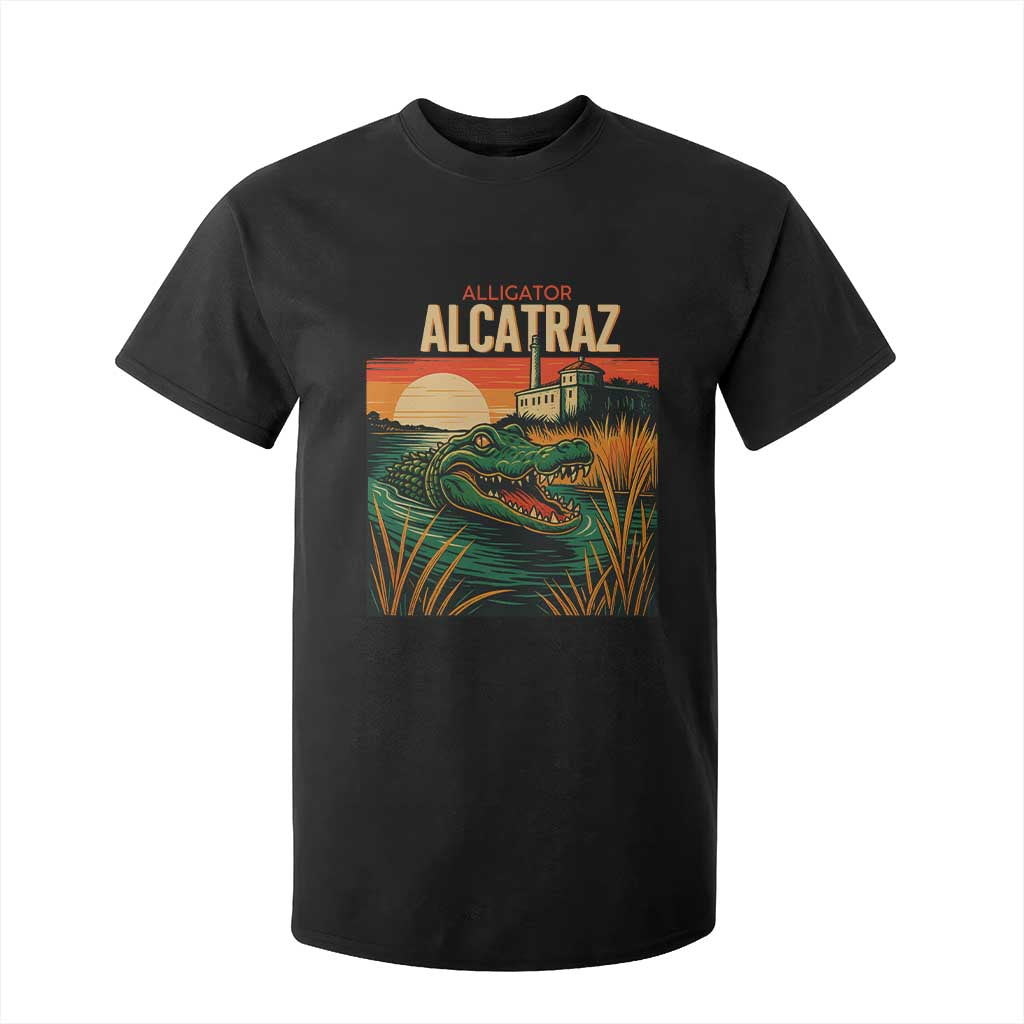 Alligator Alcatraz T Shirt For Kid Retro Florida Swamp Political Prison TS02 Black Print Your Wear