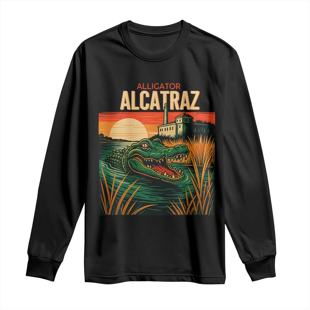 Alligator Alcatraz Long Sleeve Shirt Retro Florida Swamp Political Prison TS02 Black Print Your Wear