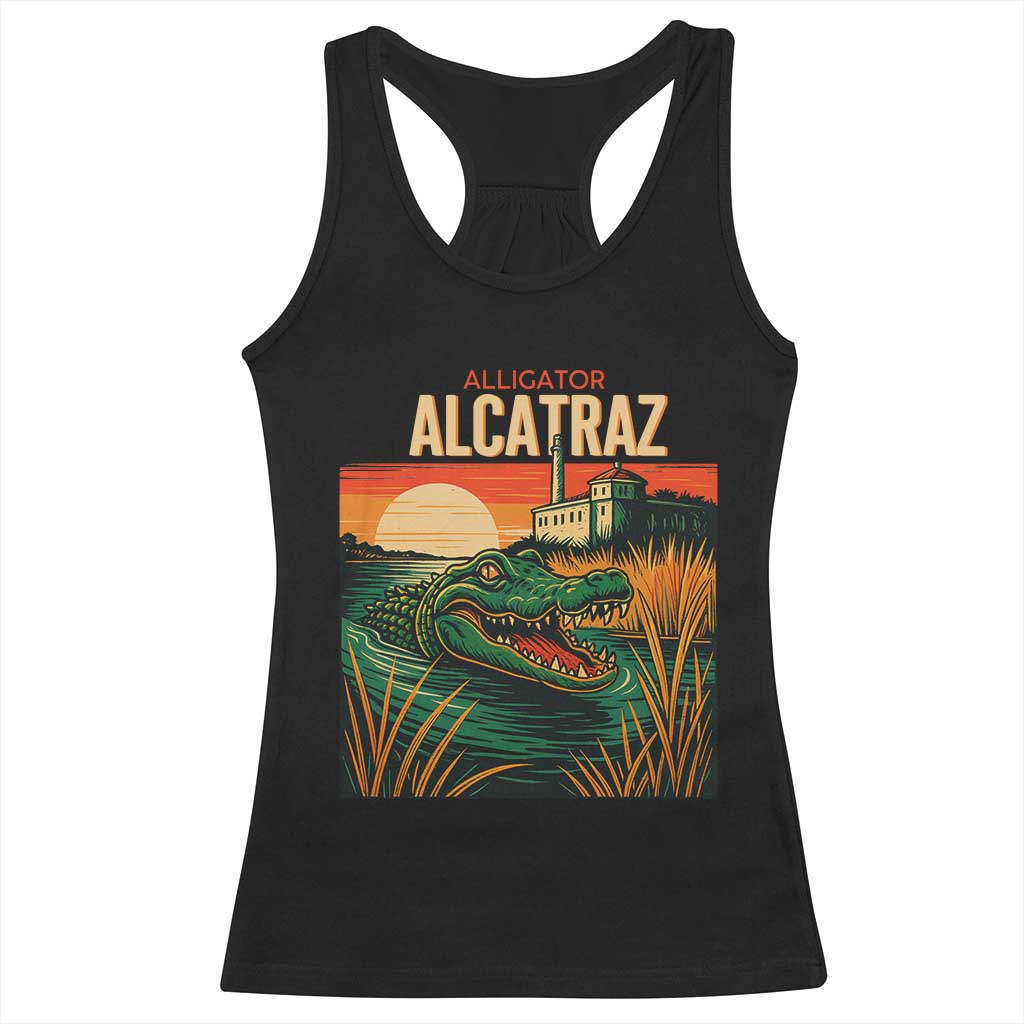 Alligator Alcatraz Racerback Tank Top Retro Florida Swamp Political Prison TS02 Black Print Your Wear