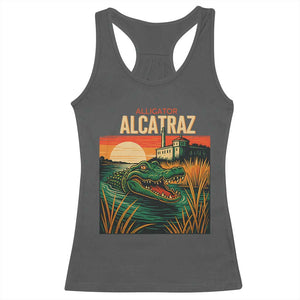 Alligator Alcatraz Racerback Tank Top Retro Florida Swamp Political Prison TS02 Dark Heather Print Your Wear