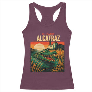Alligator Alcatraz Racerback Tank Top Retro Florida Swamp Political Prison TS02 Maroon Print Your Wear