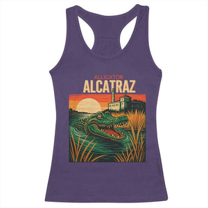 Alligator Alcatraz Racerback Tank Top Retro Florida Swamp Political Prison TS02 Purple Print Your Wear