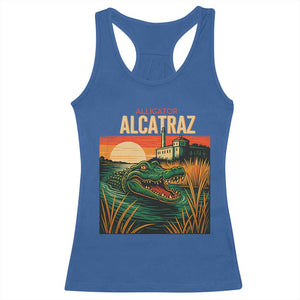 Alligator Alcatraz Racerback Tank Top Retro Florida Swamp Political Prison TS02 Royal Blue Print Your Wear