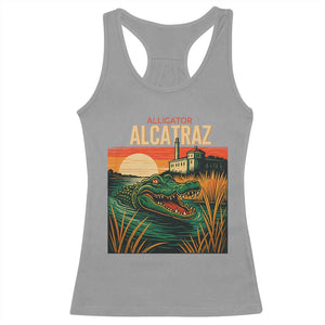 Alligator Alcatraz Racerback Tank Top Retro Florida Swamp Political Prison TS02 Sport Gray Print Your Wear