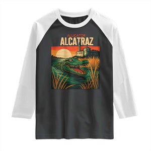 Alligator Alcatraz Raglan Shirt Retro Florida Swamp Political Prison TS02 Black White Print Your Wear