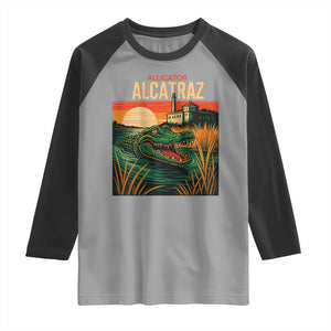 Alligator Alcatraz Raglan Shirt Retro Florida Swamp Political Prison TS02 Sport Gray Black Print Your Wear