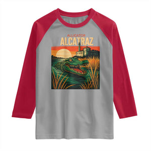 Alligator Alcatraz Raglan Shirt Retro Florida Swamp Political Prison TS02 Sport Gray Red Print Your Wear