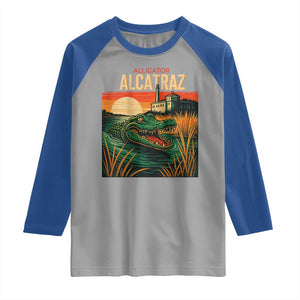 Alligator Alcatraz Raglan Shirt Retro Florida Swamp Political Prison TS02 Sport Gray Royal Print Your Wear