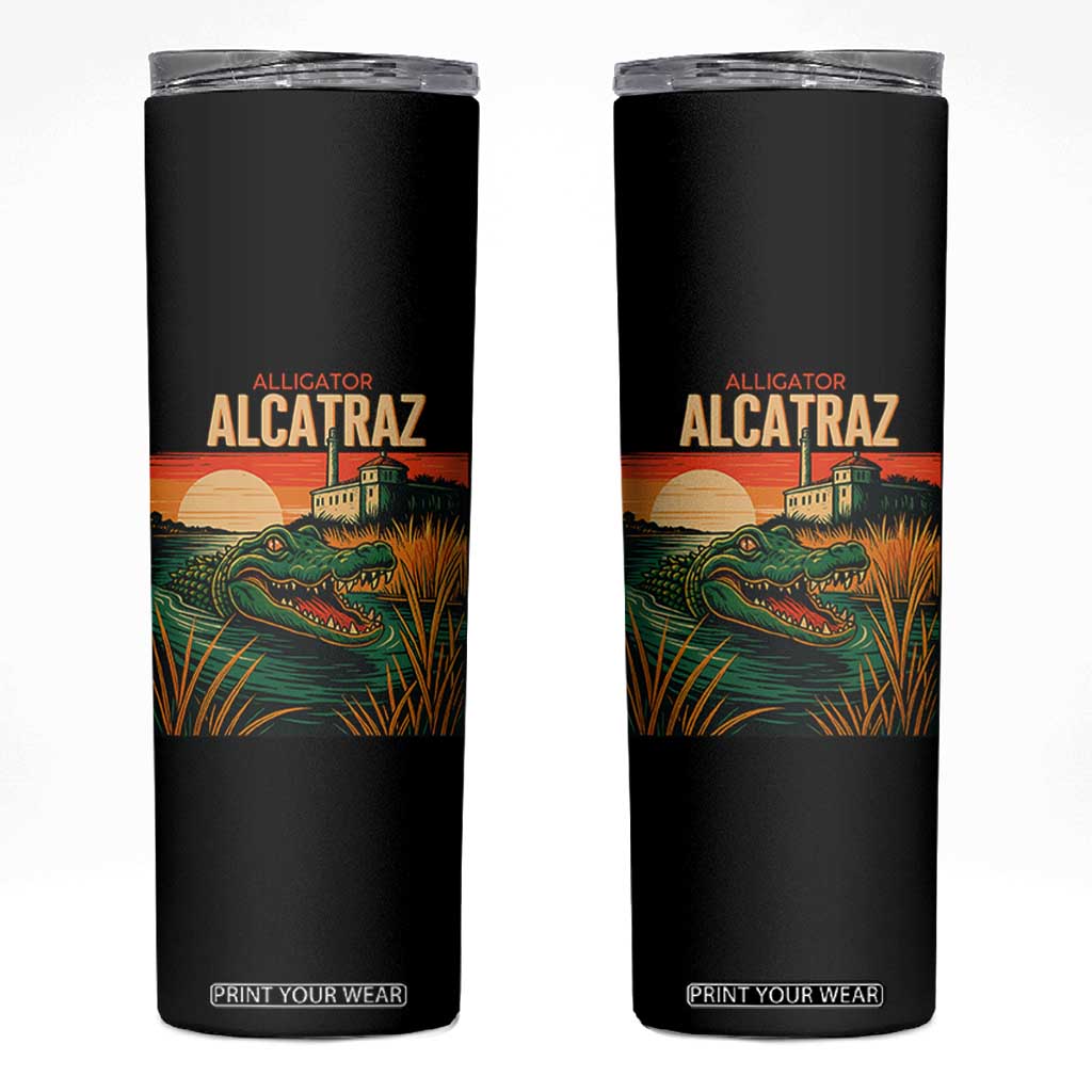 Alligator Alcatraz Skinny Tumbler Retro Florida Swamp Political Prison TS02 Black Print Your Wear