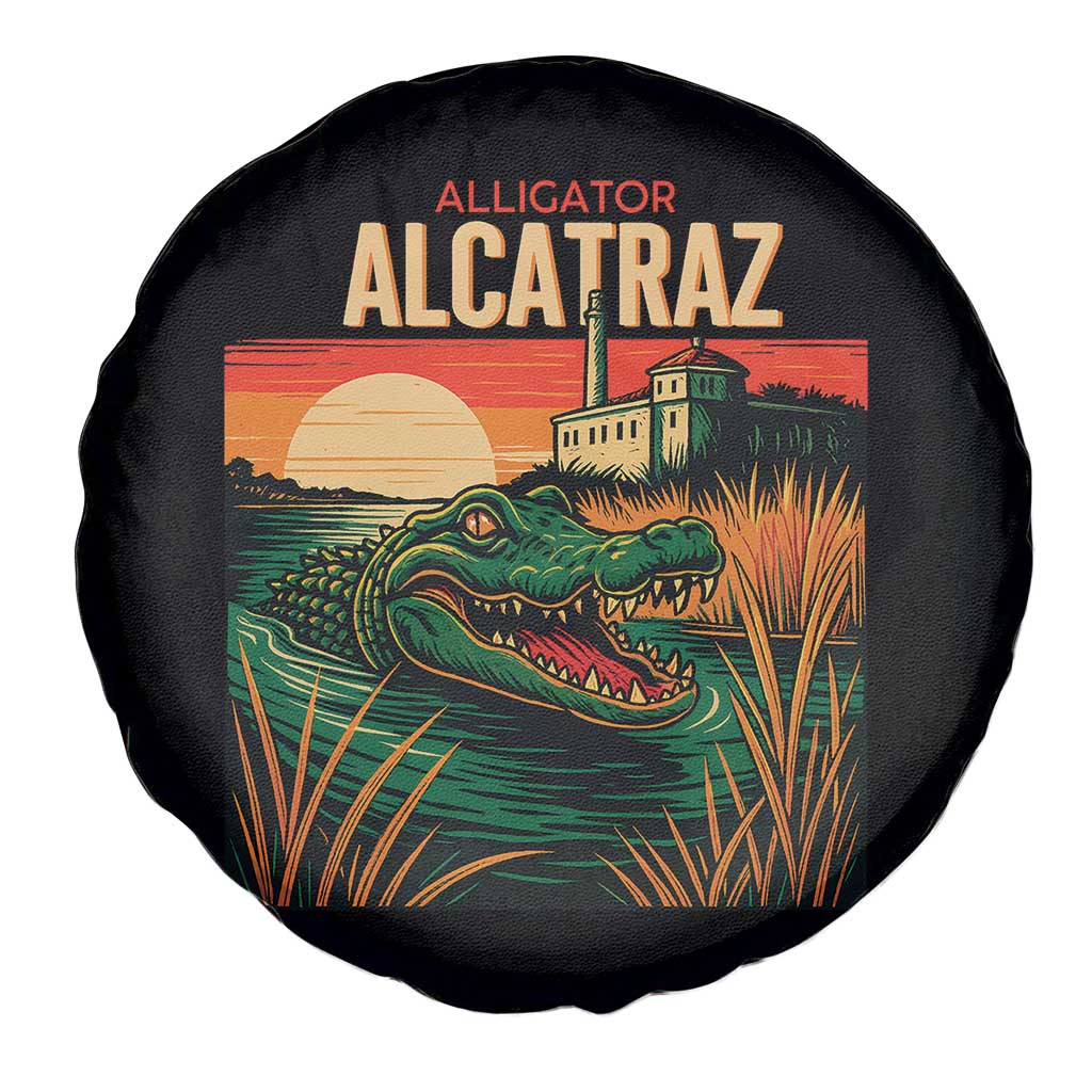 Alligator Alcatraz Spare Tire Cover Retro Florida Swamp Political Prison TS02 Print Your Wear