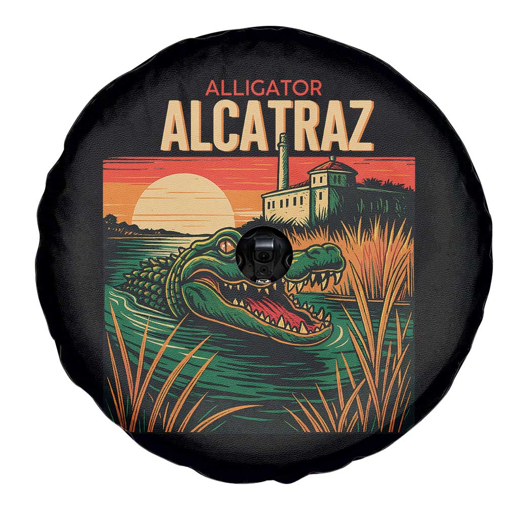 Alligator Alcatraz Spare Tire Cover Retro Florida Swamp Political Prison TS02 Print Your Wear