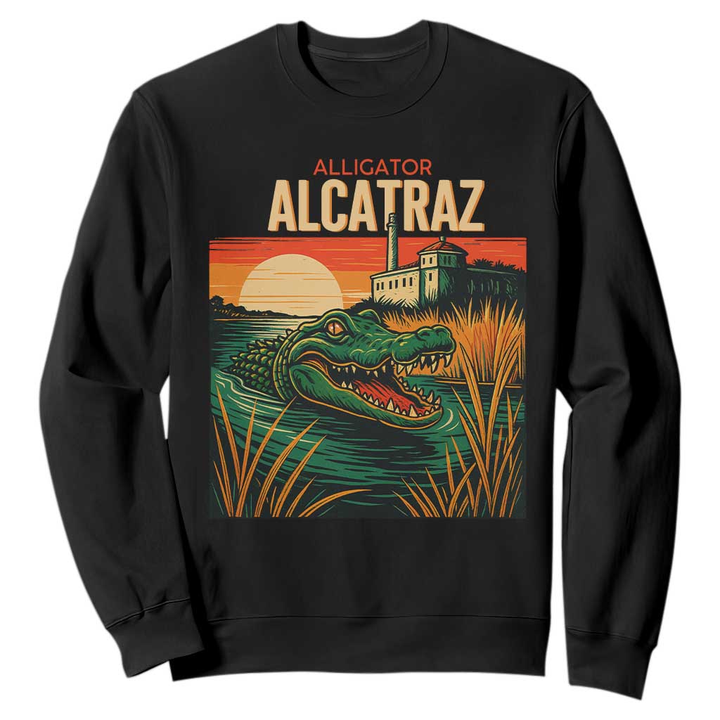 Alligator Alcatraz Sweatshirt Retro Florida Swamp Political Prison TS02 Black Print Your Wear