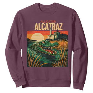 Alligator Alcatraz Sweatshirt Retro Florida Swamp Political Prison TS02 Maroon Print Your Wear
