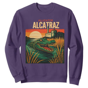 Alligator Alcatraz Sweatshirt Retro Florida Swamp Political Prison TS02 Purple Print Your Wear