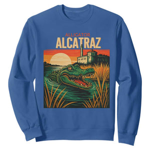 Alligator Alcatraz Sweatshirt Retro Florida Swamp Political Prison TS02 Royal Blue Print Your Wear