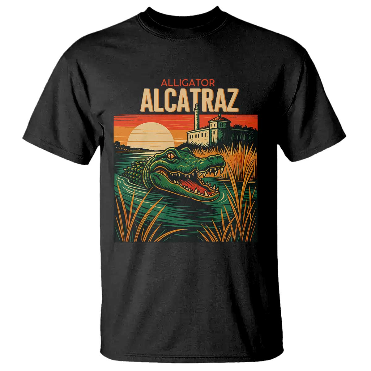 Alligator Alcatraz T Shirt Retro Florida Swamp Political Prison TS02 Black Print Your Wear