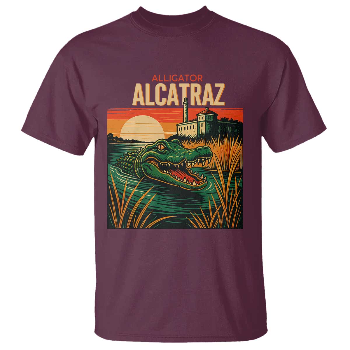 Alligator Alcatraz T Shirt Retro Florida Swamp Political Prison TS02 Maroon Print Your Wear