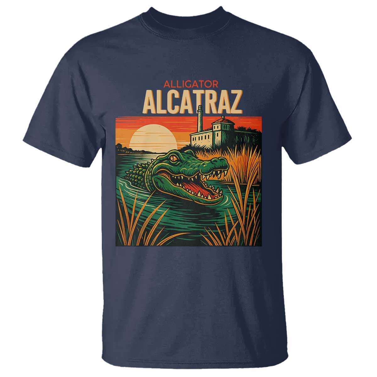 Alligator Alcatraz T Shirt Retro Florida Swamp Political Prison TS02 Navy Print Your Wear