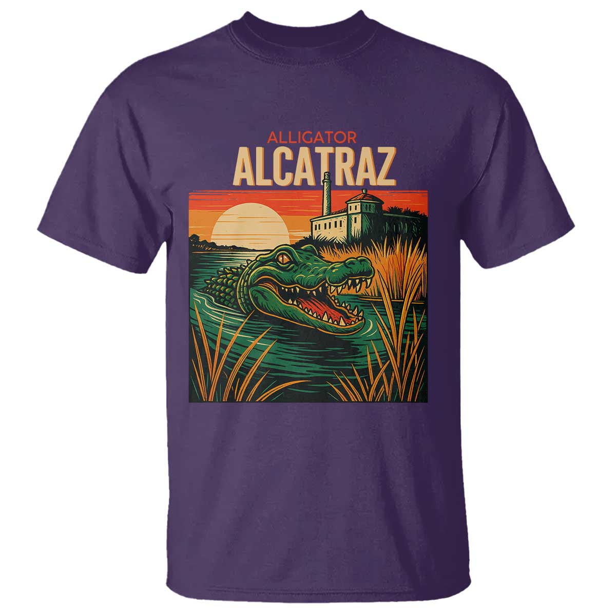 Alligator Alcatraz T Shirt Retro Florida Swamp Political Prison TS02 Purple Print Your Wear