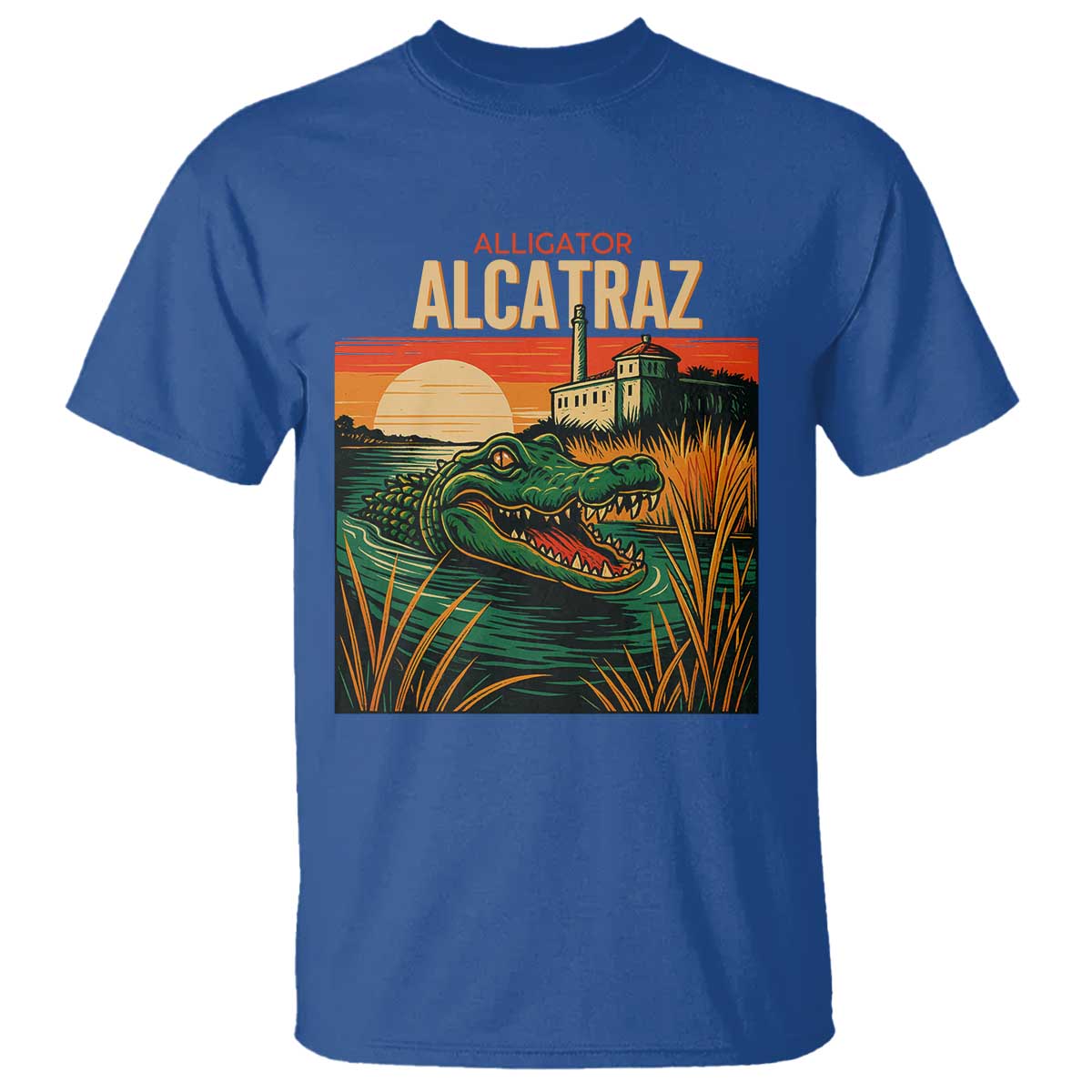 Alligator Alcatraz T Shirt Retro Florida Swamp Political Prison TS02 Royal Blue Print Your Wear