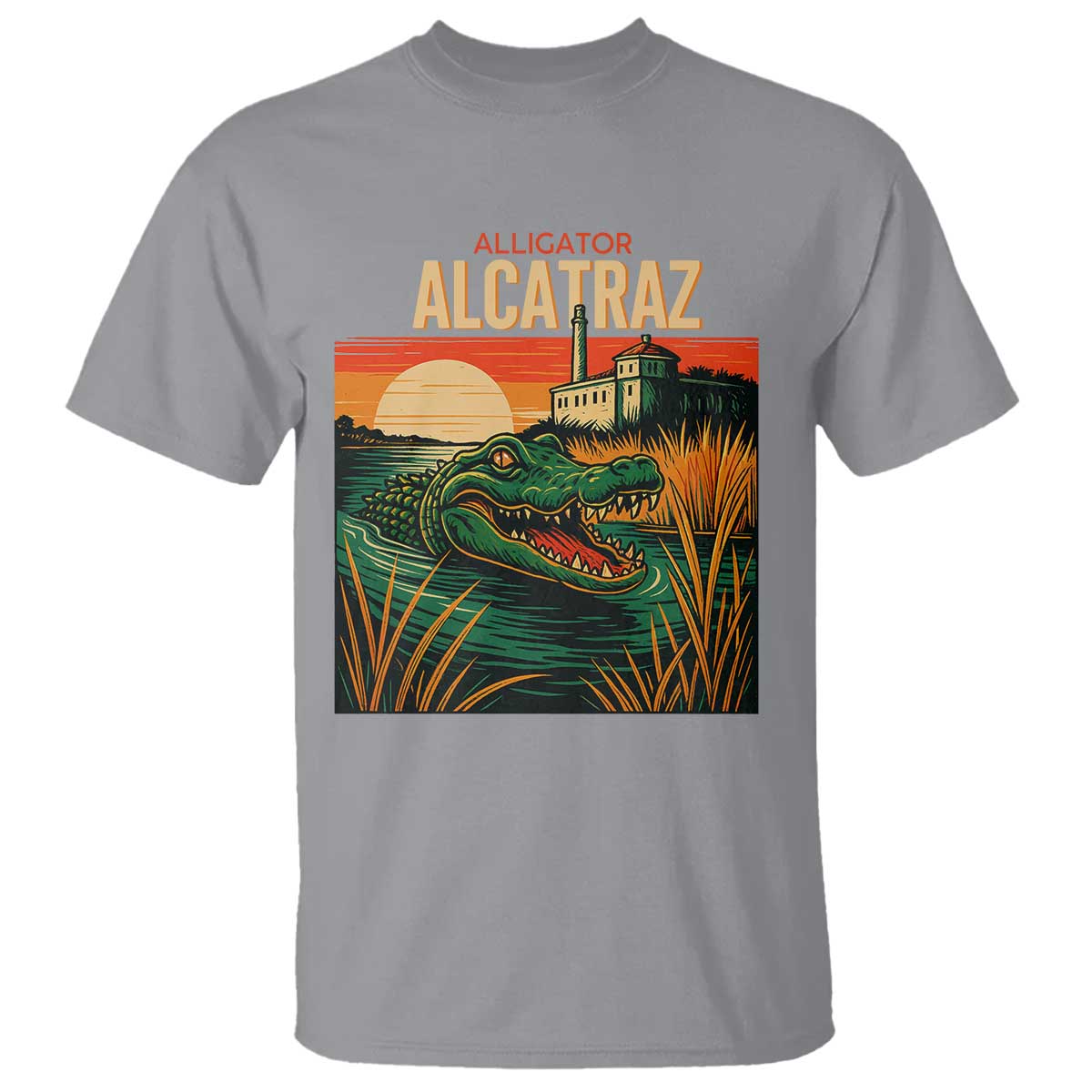 Alligator Alcatraz T Shirt Retro Florida Swamp Political Prison TS02 Sport Gray Print Your Wear