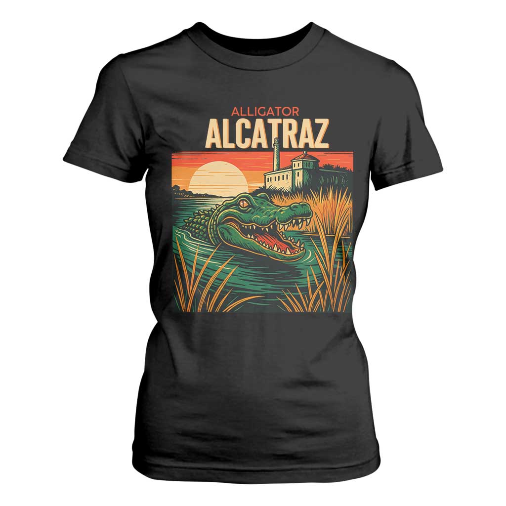 Alligator Alcatraz T Shirt For Women Retro Florida Swamp Political Prison TS02 Black Print Your Wear