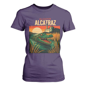 Alligator Alcatraz T Shirt For Women Retro Florida Swamp Political Prison TS02 Purple Print Your Wear