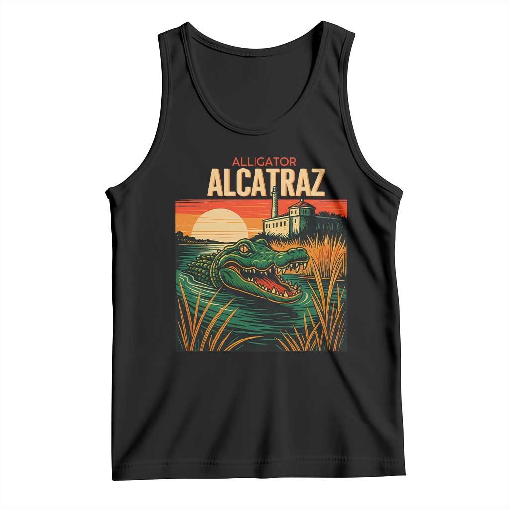 Alligator Alcatraz Tank Top Retro Florida Swamp Political Prison TS02 Black Print Your Wear