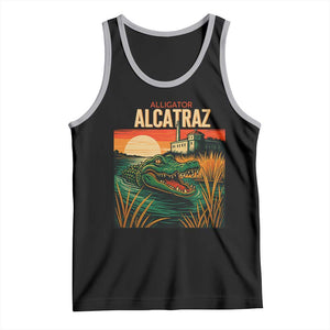 Alligator Alcatraz Tank Top Retro Florida Swamp Political Prison TS02 Black Athletic Heather Print Your Wear