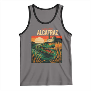 Alligator Alcatraz Tank Top Retro Florida Swamp Political Prison TS02 Deep Heather Black Print Your Wear