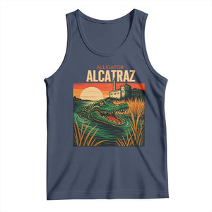 Alligator Alcatraz Tank Top Retro Florida Swamp Political Prison TS02 Navy Print Your Wear