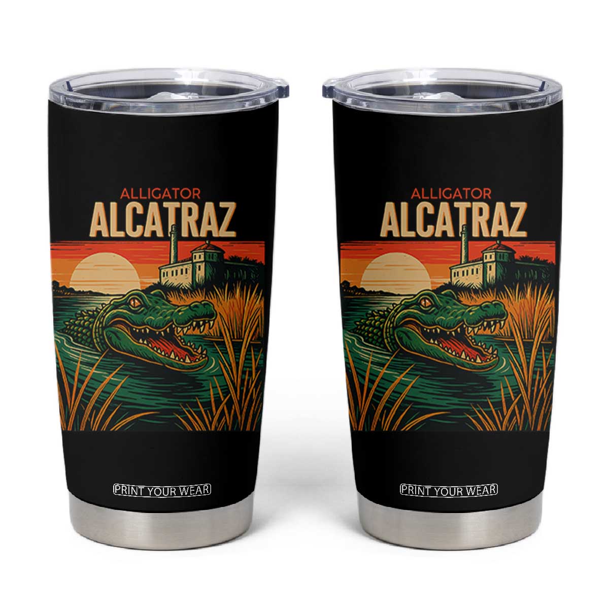 Alligator Alcatraz Tumbler Cup Retro Florida Swamp Political Prison TS02 Black Print Your Wear
