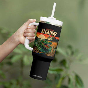 Alligator Alcatraz Tumbler With Handle Retro Florida Swamp Political Prison TS02 Print Your Wear