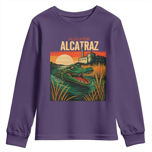 Alligator Alcatraz Youth Sweatshirt Retro Florida Swamp Political Prison TS02 Purple Print Your Wear