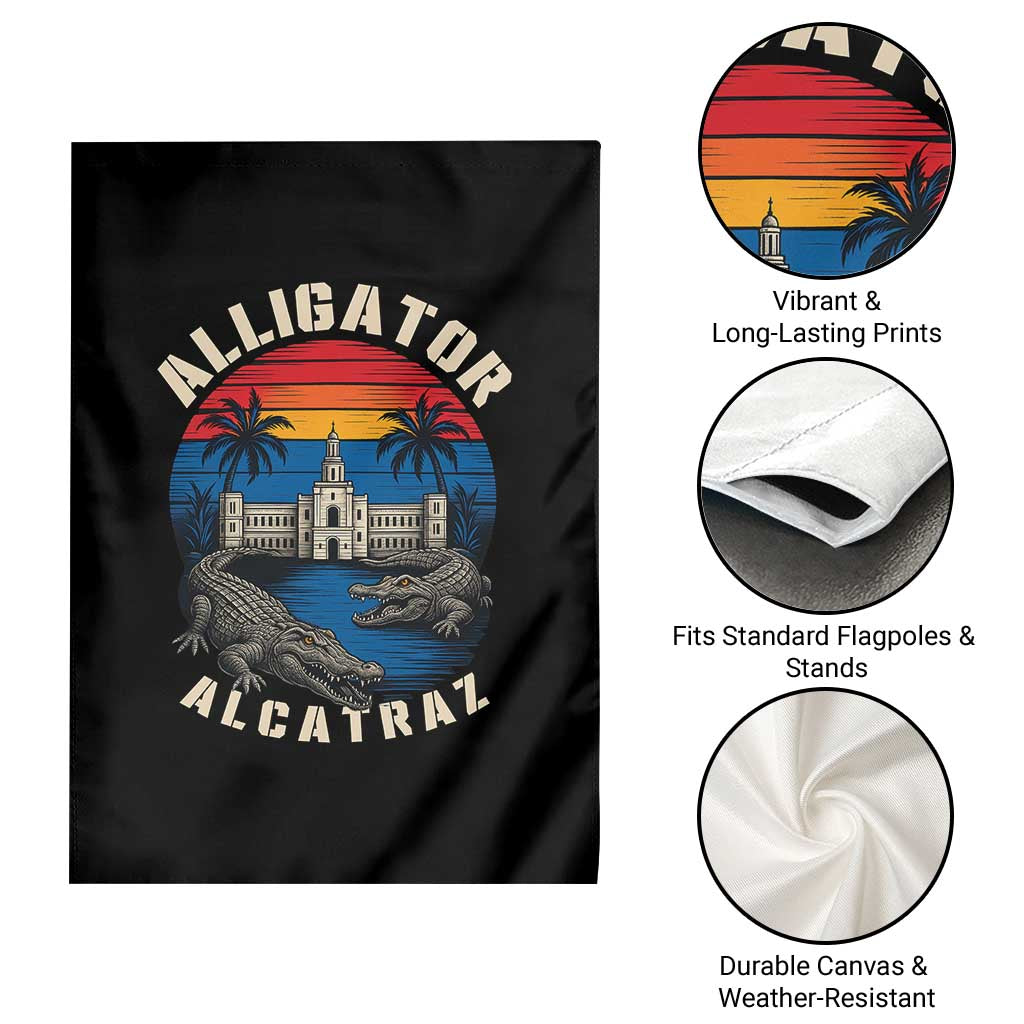 Alligator Alcatraz Political Garden Flag Florida Prison State Retro Sunset TS02 Print Your Wear