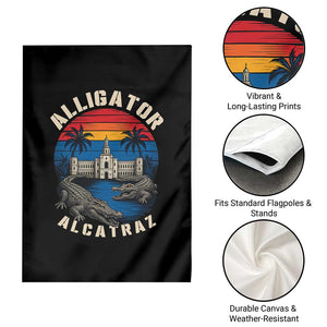 Alligator Alcatraz Political Garden Flag Florida Prison State Retro Sunset TS02 Print Your Wear