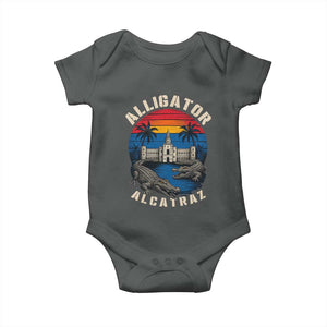 Alligator Alcatraz Political Baby Onesie Florida Prison State Retro Sunset TS02 Dark Heather Print Your Wear