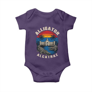 Alligator Alcatraz Political Baby Onesie Florida Prison State Retro Sunset TS02 Purple Print Your Wear