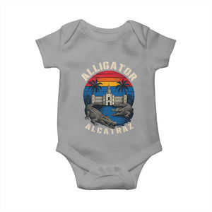 Alligator Alcatraz Political Baby Onesie Florida Prison State Retro Sunset TS02 Sport Gray Print Your Wear
