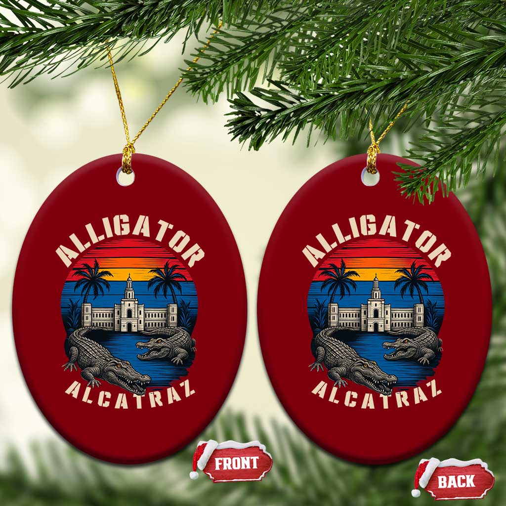Alligator Alcatraz Political Ceramic Ornament Florida Prison State Retro Sunset TS02 Print Your Wear