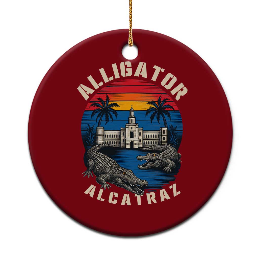 Alligator Alcatraz Political Ceramic Ornament Florida Prison State Retro Sunset TS02 1pc Red Print Your Wear