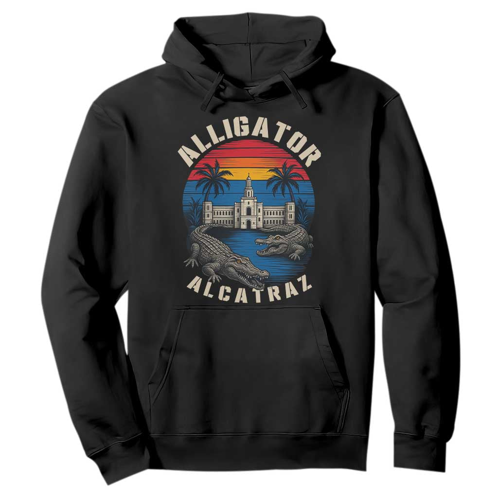 Alligator Alcatraz Political Hoodie Florida Prison State Retro Sunset TS02 Black Print Your Wear