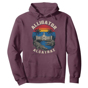 Alligator Alcatraz Political Hoodie Florida Prison State Retro Sunset TS02 Maroon Print Your Wear