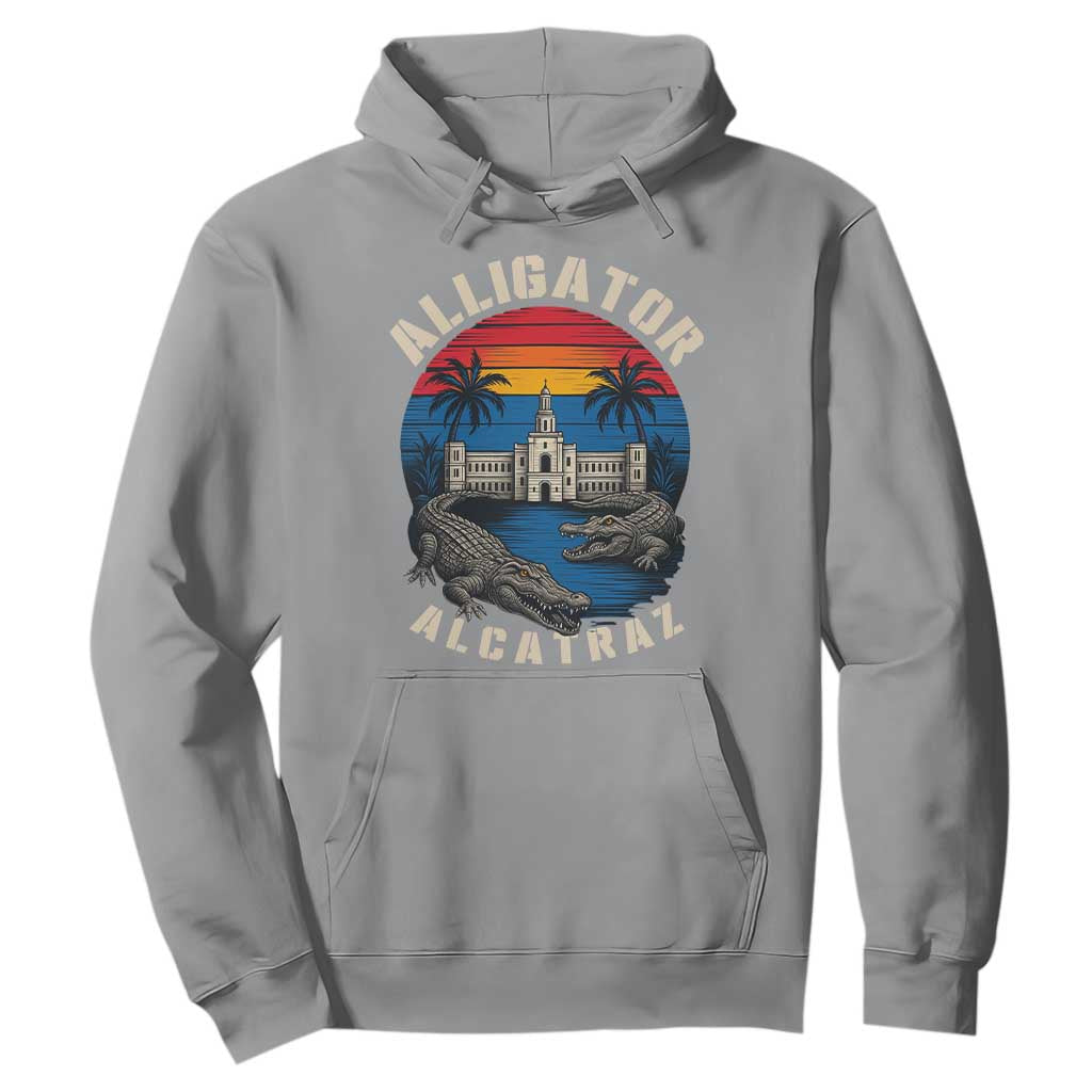Alligator Alcatraz Political Hoodie Florida Prison State Retro Sunset TS02 Sport Gray Print Your Wear